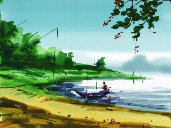 Пейзажи нарисованные на графическом планшете