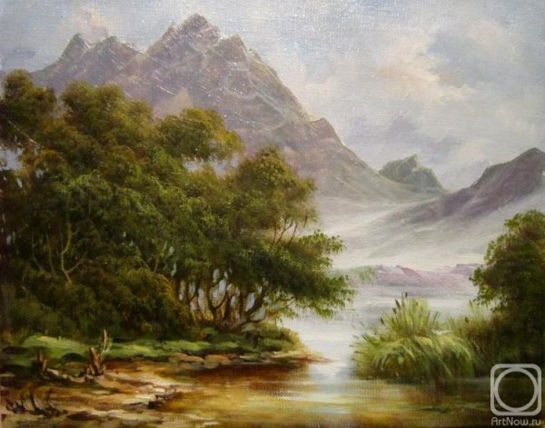 Пейзаж с мостиком живопись