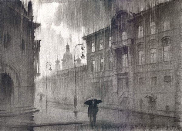 Художник Олег Ильдюков Петербург под дождем