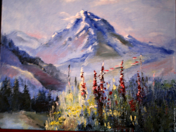 Горный пейзаж маслом мастихин Сахаров