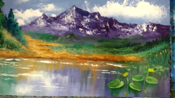 Нарисовать горный пейзаж мастихином