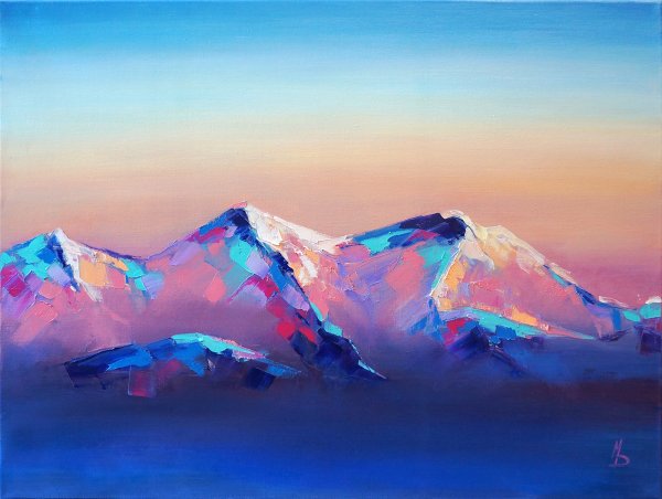 Живопись мастихином горы