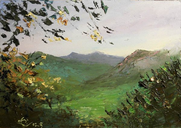 Импрессионизм горы мастихином