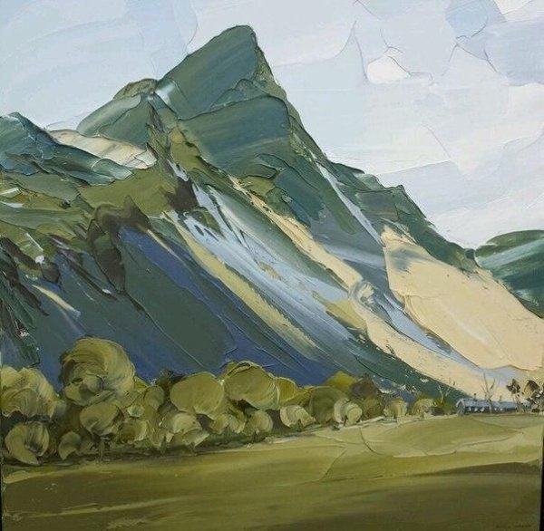 Горы пейзаж мастихином