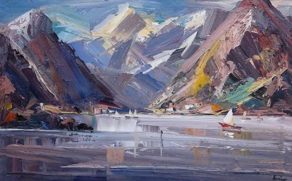 Импрессионизм горы мастихином