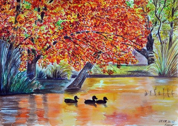 Рисунок парка карандашом