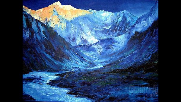 Горная река живопись мастихин