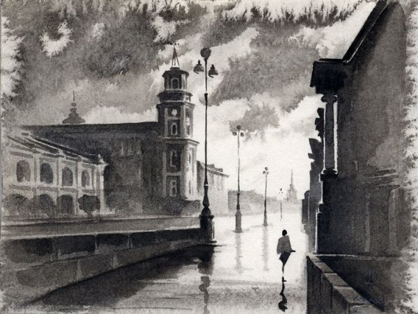 Техника гризайль пейзаж