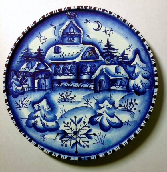 Тарелка в стиле Гжель