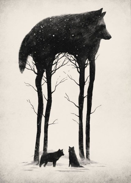 Силуэты животных в лесу