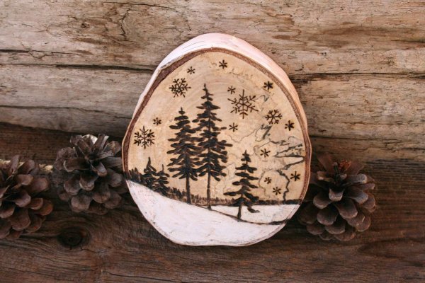 Выжигание на спиле дерева