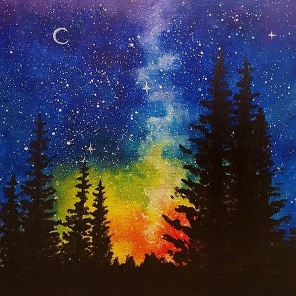 Звездное небо акварель