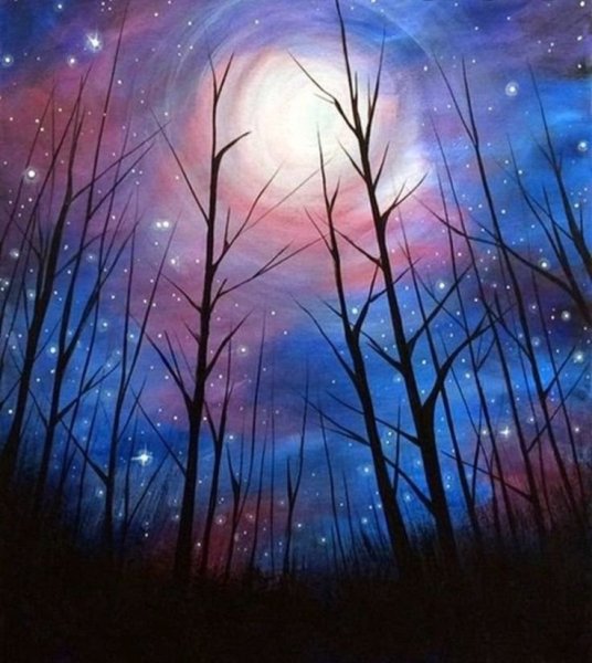 Космический пейзаж акрилом