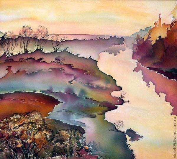 Холодный батик Акварельная техника