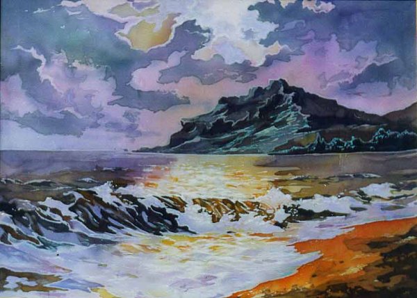 Морской пейзаж горячий батик