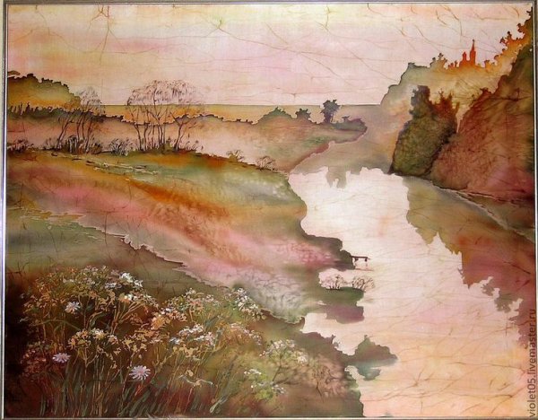 Батик пейзаж свободная роспись