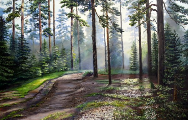 Лесная дорога картина Сергей Луценко