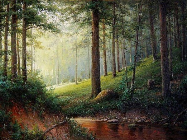 Иван Иванович Шишкин Лесной пейзаж Лесной ручей Сосновый Бор
