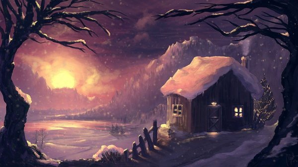 Зимний пейзаж фэнтези