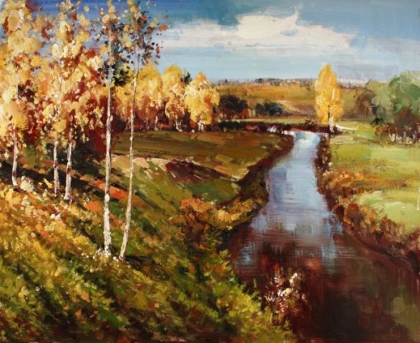 Пейзаж осень маслом Левитан