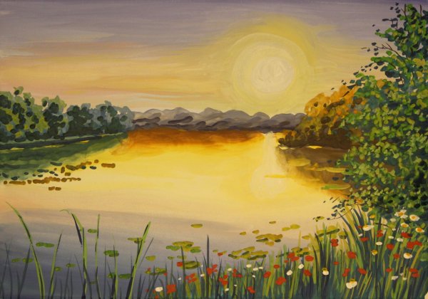 Видеоуроки пейзажи гуашью