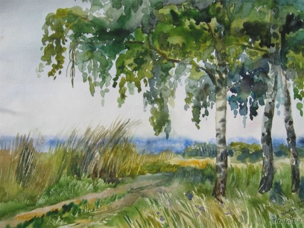 Берёзы Куинджи акварель