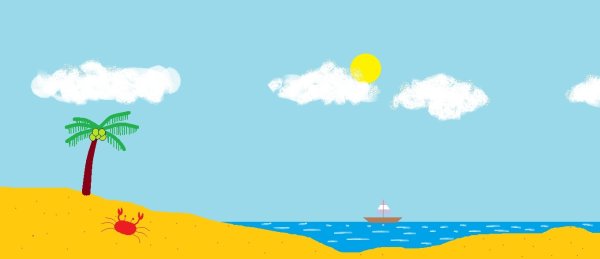 Морской пейзаж мультяшный