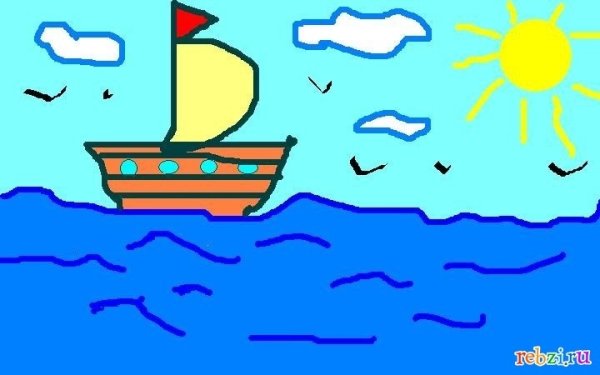 Морские пейзажи карандашом для детей