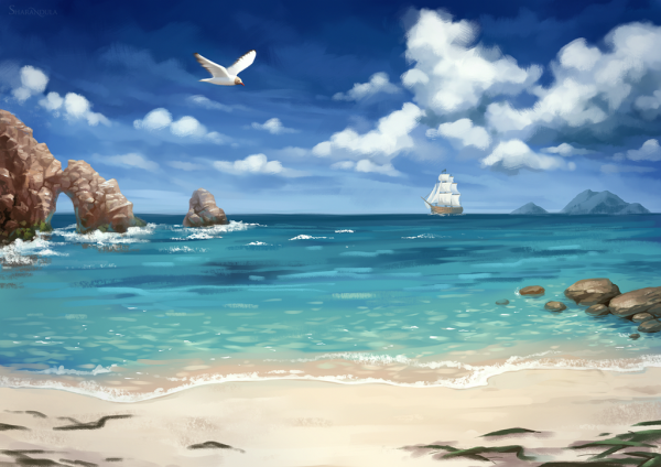 Корабль гуашью