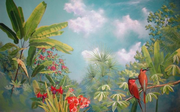 Тропические цветы живопись