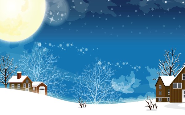 Зимняя деревня мультяшная