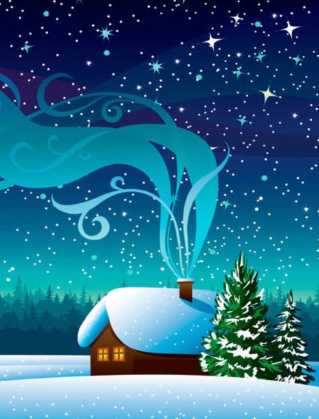 Зимний новогодний пейзаж