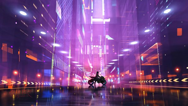 Cyberpunk 2077 город 4k Neon