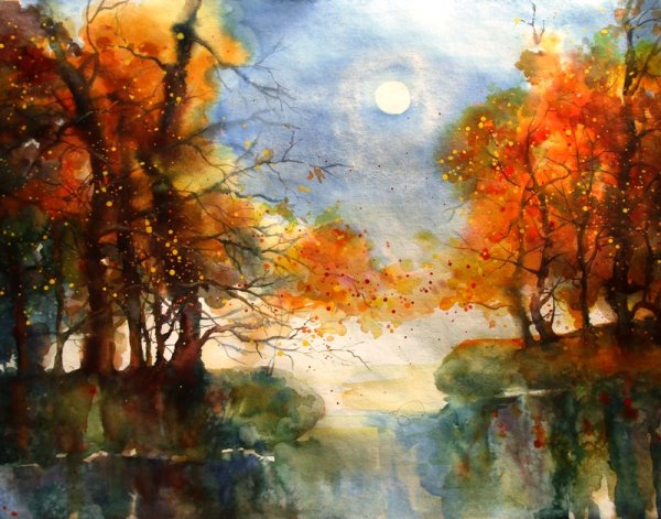 Рисование осеннего пейзажа