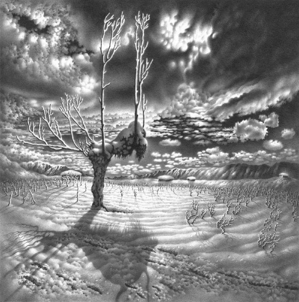 Луна над озером живопись