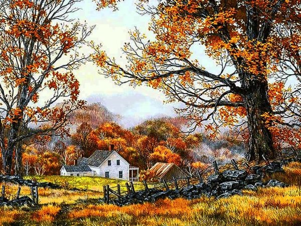 Художник Алексей Савченко осенний деревенский пейзаж