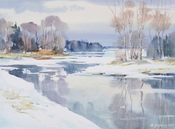 Мария Гинзбург акварель пейзажи