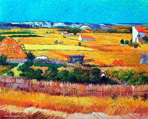 Пейзаж с полем и Пахарь Ван Гог