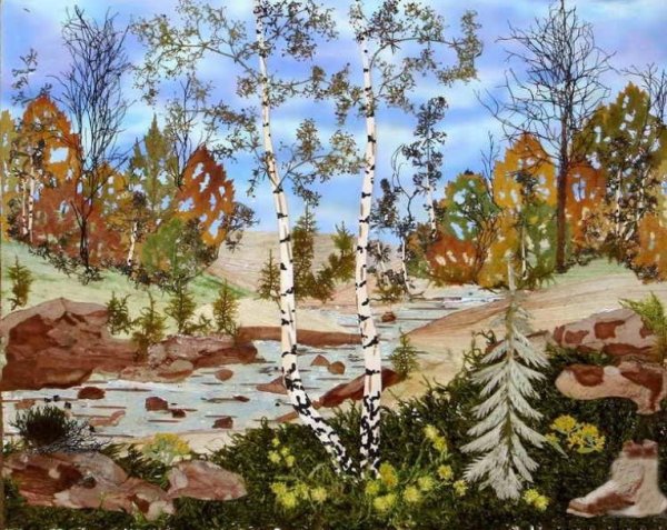 Композиция из сухих листьев