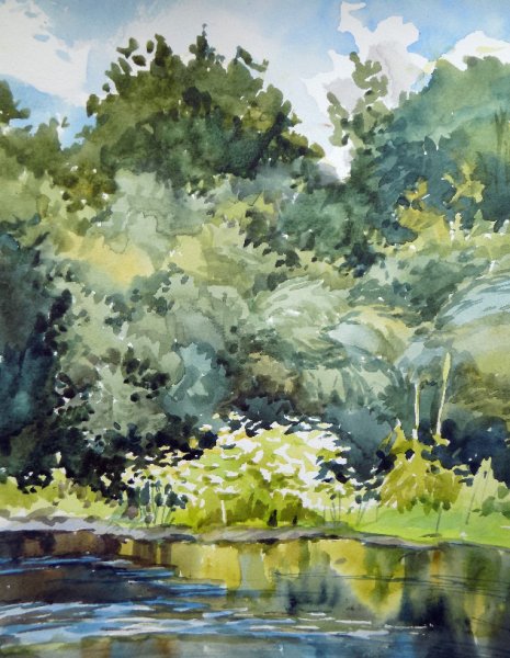 Пленэр акварелью река