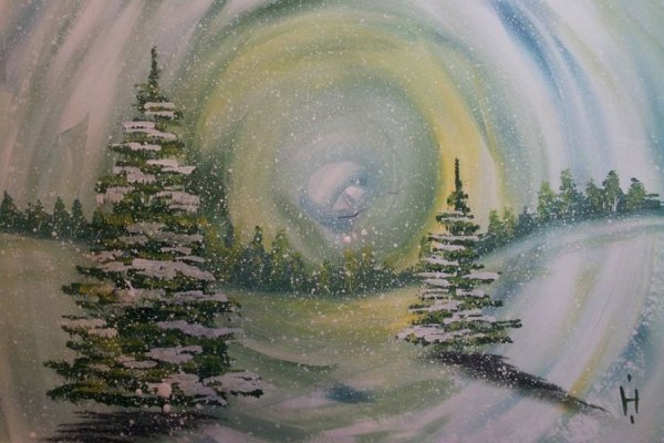 Ночной лес акрилом