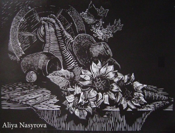 Техника граттаж натюрморт