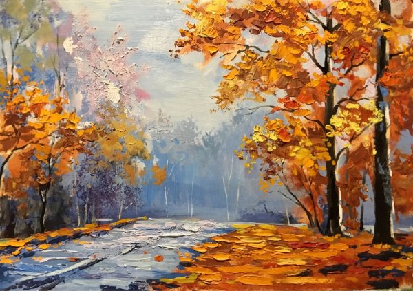 Картины мастихином осень