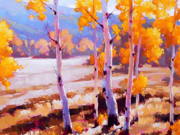 Осенний пейзаж гуашью