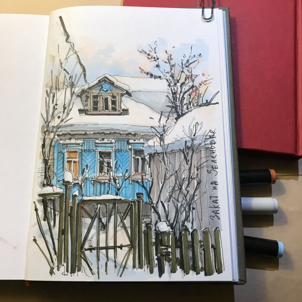 Скетч маркерами архитектура Екатерина Пластинина