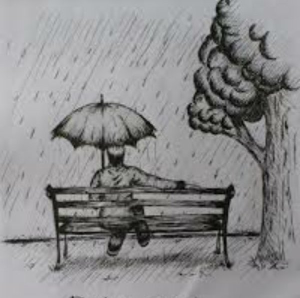 Осенний пейзаж цветными карандашами