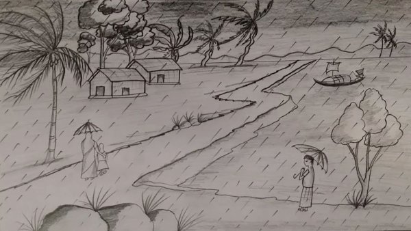 Осенний парк рисунок детский