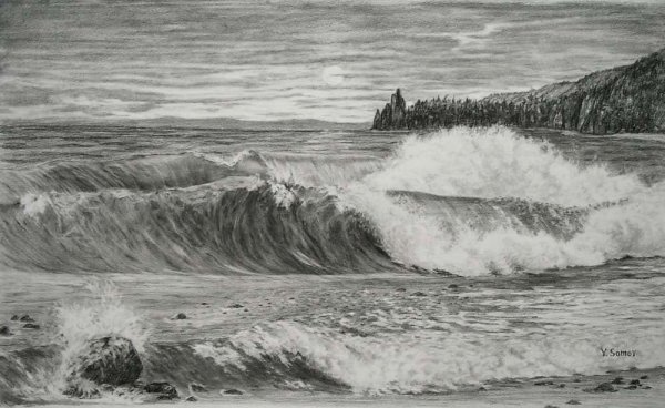 Пейзаж карандашом