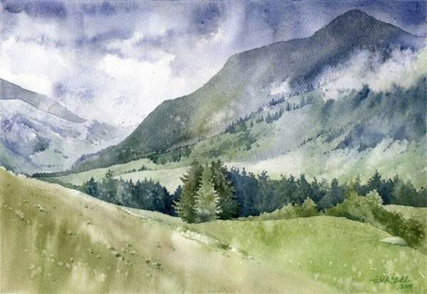Горный Алтай акварелевые горы