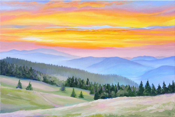 Воздушная перспектива в пейзаже горы